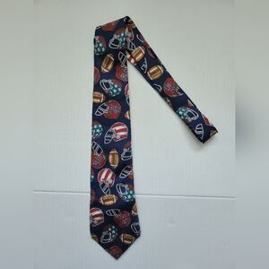 Vtg Domani Mens Football Helments 100% Silk Sports Necktie